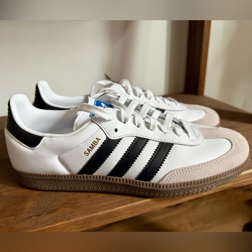 adidas Samba White and Black Athletic Shoes